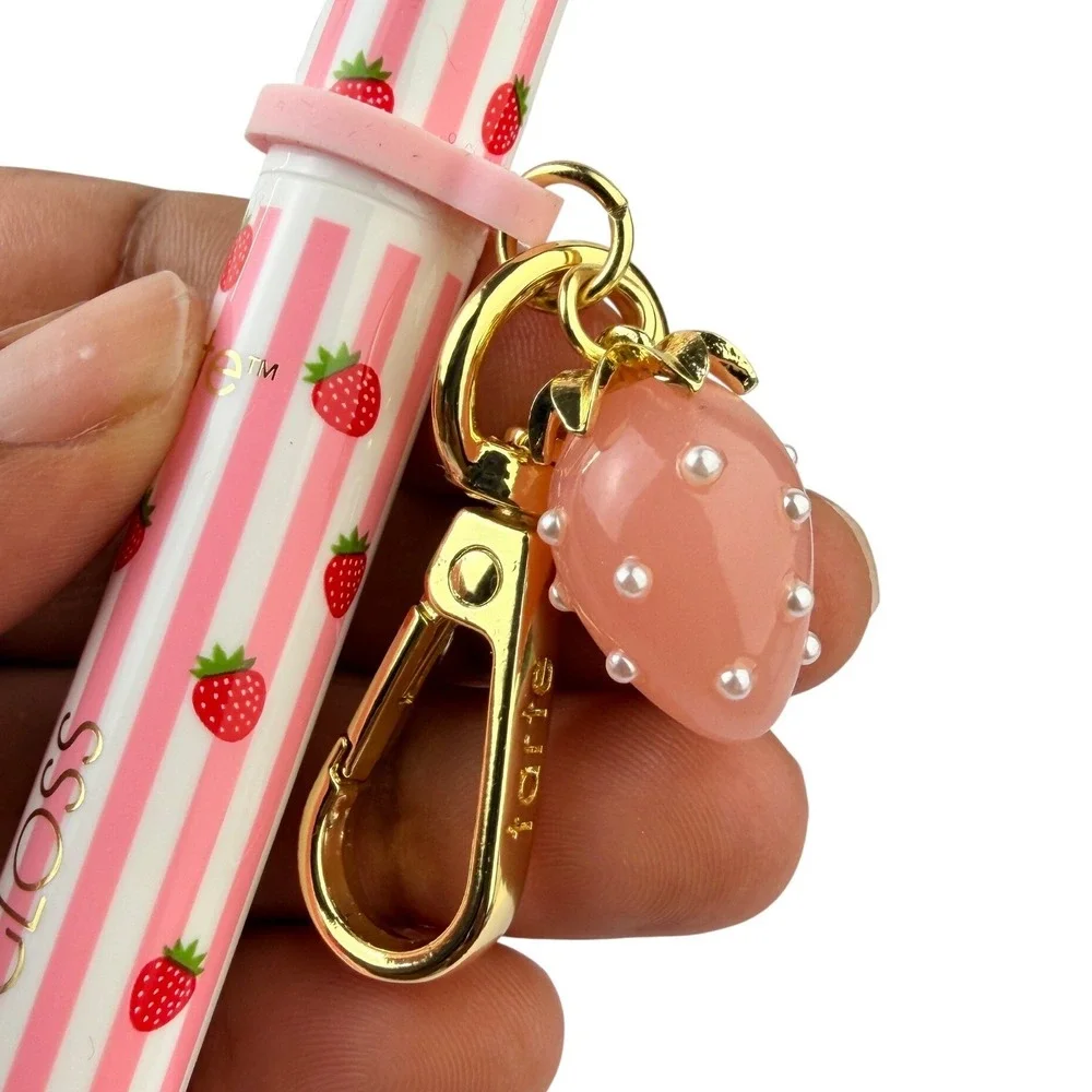 Tarte Maracuja Juicy Lip Gloss Pink Strawberry Stripe Limited Edition with Charm